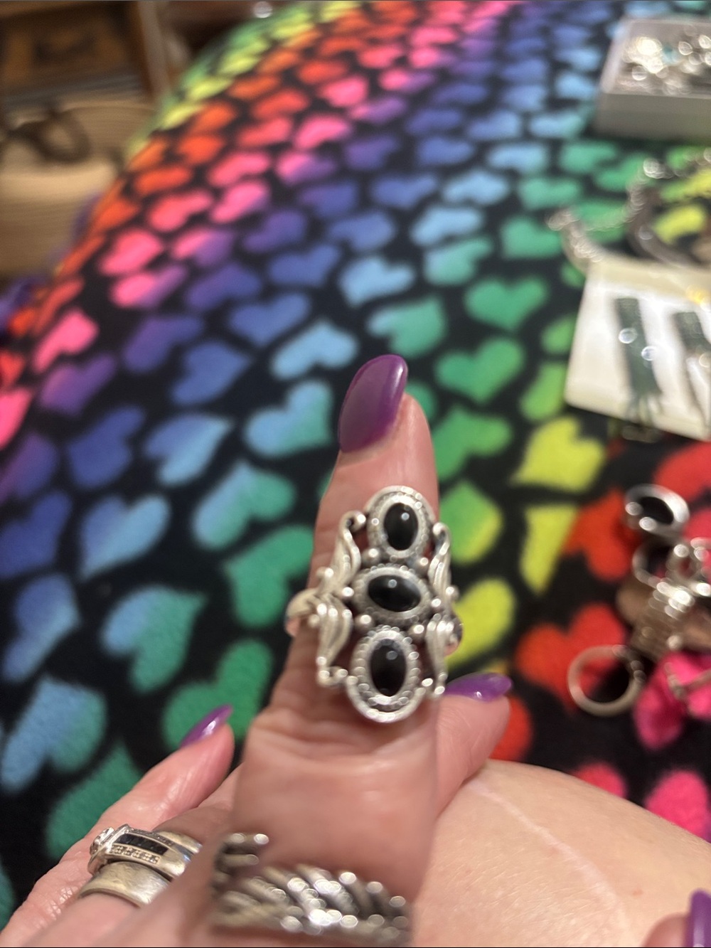 Silver Black Onyx Statement Ring - Elegant Women’s Jewelry